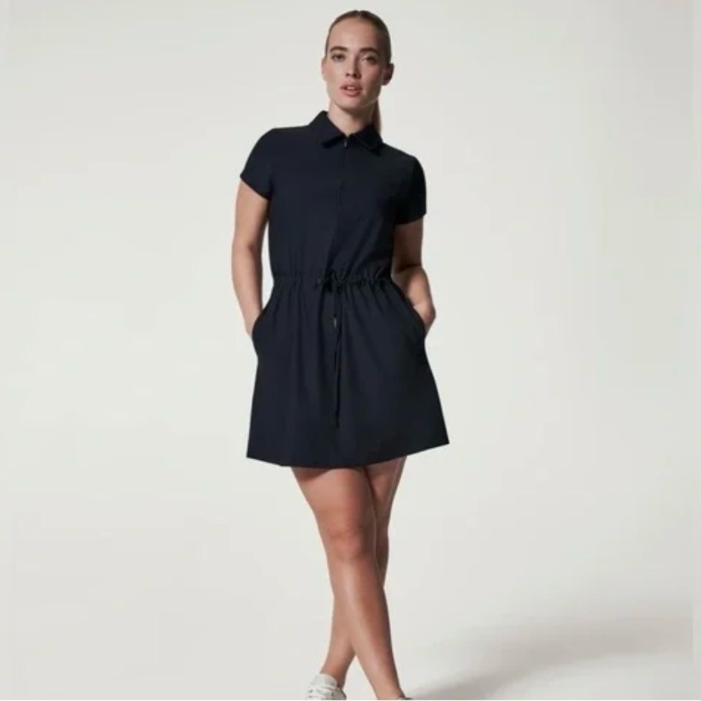 SPANX Black Mini Dress with Drawstring